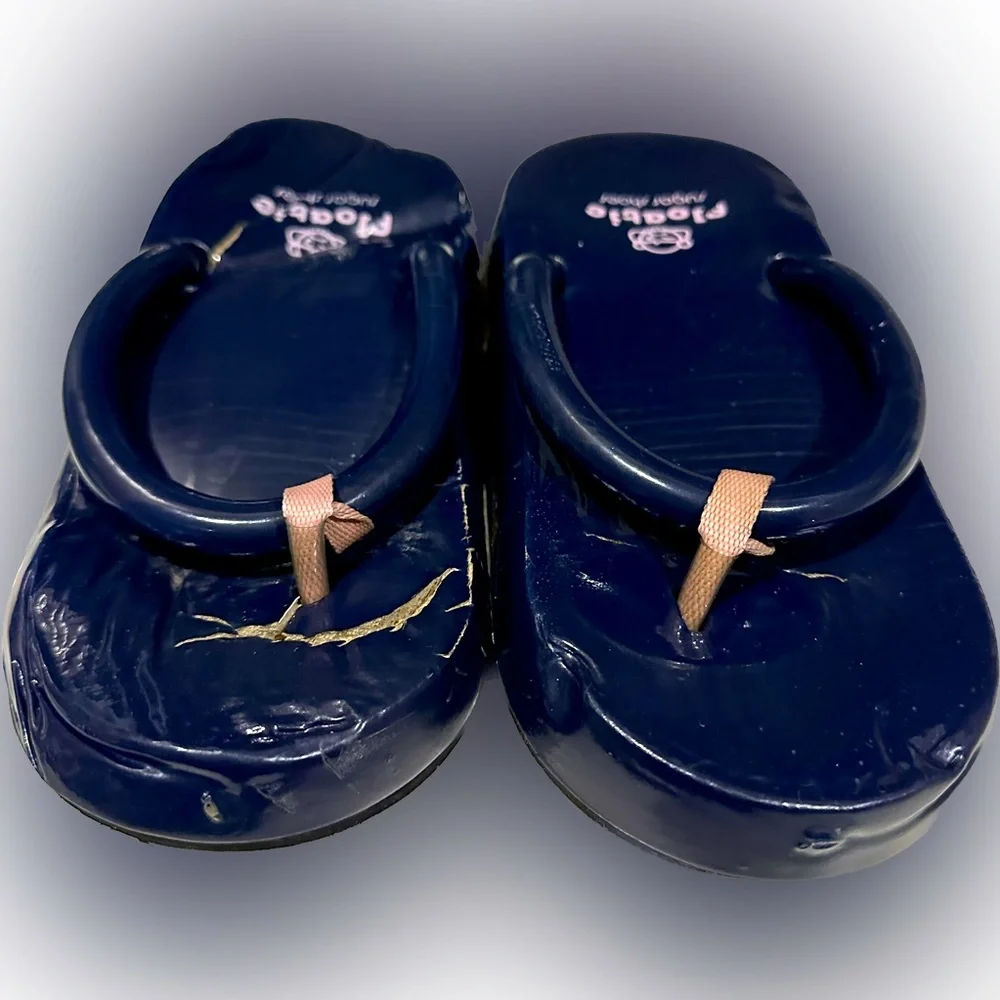 VTG Sugar Floaties Flip-Flops; Navy/Pink Sz:M(7/8) Comfort Beach Sandal Flaws
